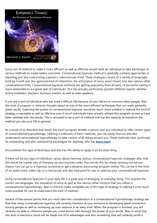 Escalating Your Human Relations With Conversational Hypnotherapy Techniques