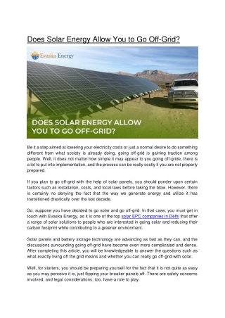 Does Solar Energy Allow You to Go Off Grid