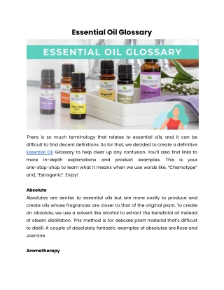 Essential Oil Glossary