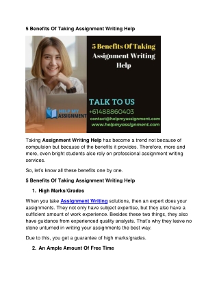 5 Benefits Of Taking Assignment Writing Help