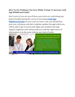 How To Fix Problems You Face While Trying To Increase Cash App Withdrawal Limit