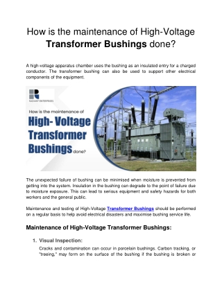 How is the maintenance of High-Voltage Transformer Bushings done?