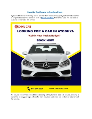 Taxi Service in Ayodhya