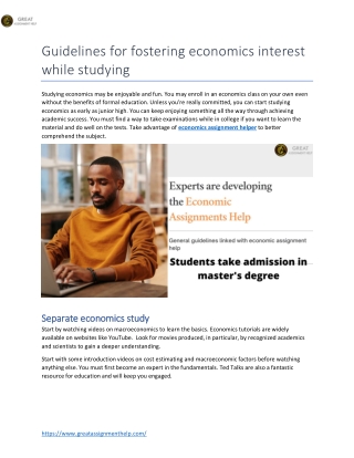 Guidelines for fostering economics interest while studying