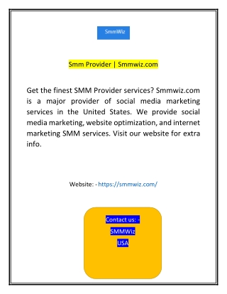 Smm Provider  Smmwizcom