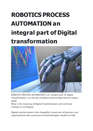 ROBOTICS PROCESS AUTOMATION an integral part of Digital transformation (1)