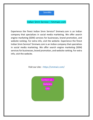Indian Smm Service  Smmwizcom