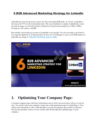 6 B2B Advanced Marketing Strategy for LinkedIn