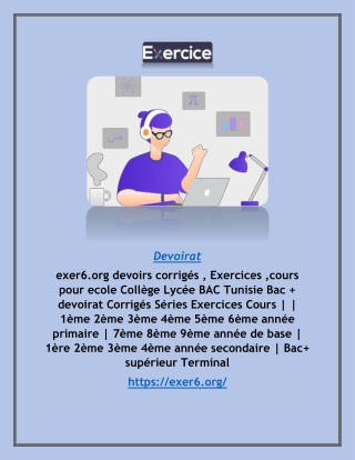 Tunisie College éDucation Devoirs Tn, Cours Et Series - exer6.org