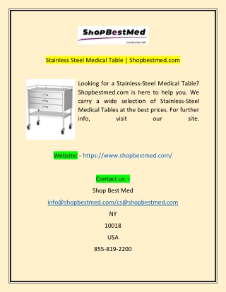 Stainless Steel Medical Table  Shopbestmedcom