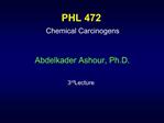 PHL 472 Chemical Carcinogens