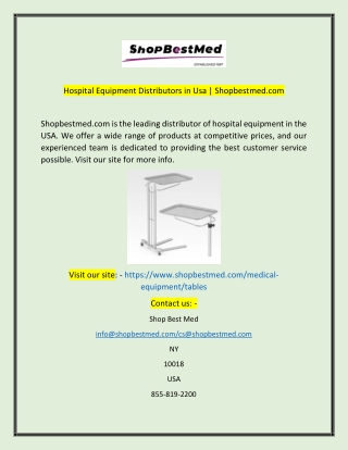 Hospital Equipment Distributors in Usa  Shopbestmedcom