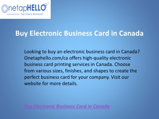 Buy Electronic Business Card in Canada  Onetaphello.com ca