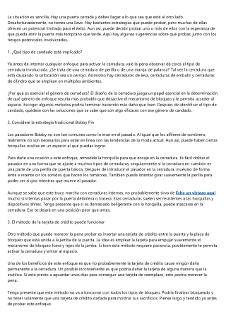 MANERAS SENCILLAS DE ABRIR UNA PUERTA CERRADA SIN LLAVES