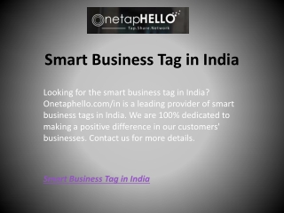 Smart Business Tag in India  Onetaphello.com in