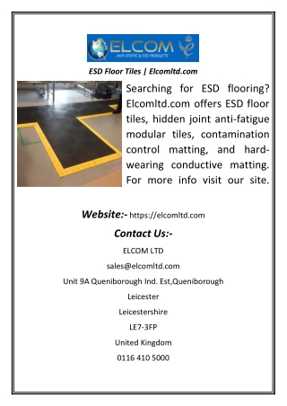 ESD Floor Tiles  Elcomltd