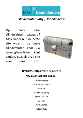 Cilindersloten Job Mc-cilinder.nl
