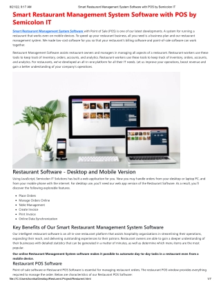 Smart Restaurant Management System Software with POS by Semicolon IT