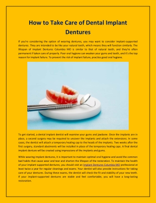 How to Take Care of Dental Implant Dentures
