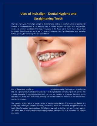 Uses of Invisalign - Dental Hygiene and Straightening Teeth