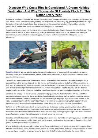 Discover Why Costa Rica Is Considered A Dream Holiday Destination And Why Thousands Of Tourists Flock To This Nation Eve