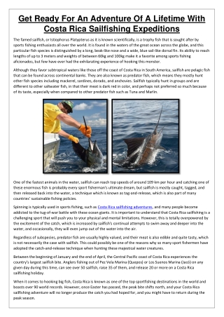 Get Ready For An Adventure Of A Lifetime With Costa Rica Sailfishing Expeditions