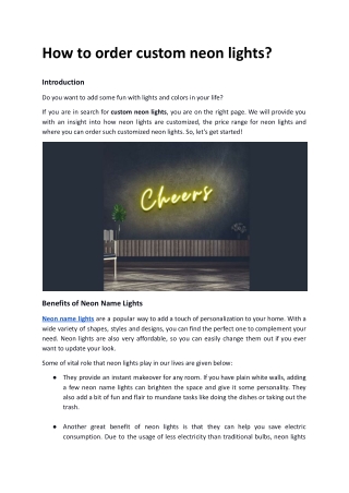 How to order custom neon lights