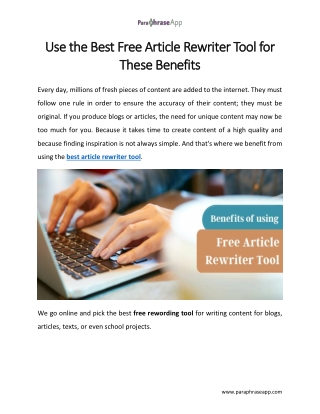 Use the Best Free Article Rewriter Tool for These Benefits