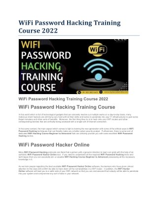 WiFi Password Hacking Training Course 2022