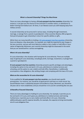What is a Second Citizenship Things You Must Know