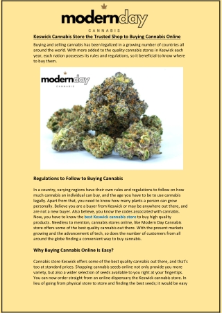 Keswick Cannabis Store the Trusted Shop to Buying Cannabis Online