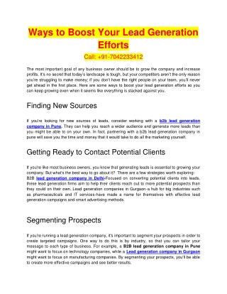 Ways to Boost Your Lead Generation Efforts