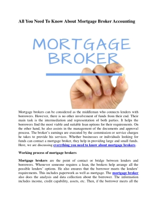All You Need To Know About Mortgage Broker Accounting