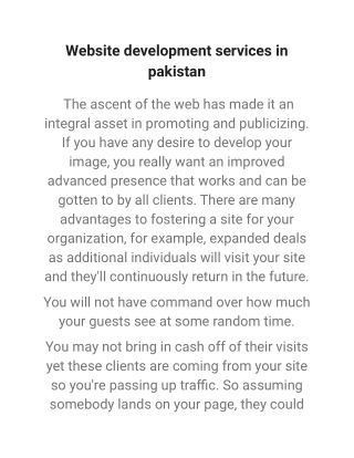Website development services in pakistan