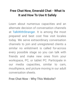 Free Chat Now, Emerald Chat - What Is It and How To Use It Safely
