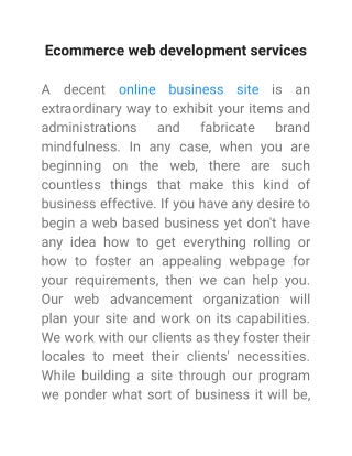 Ecommerce web development services