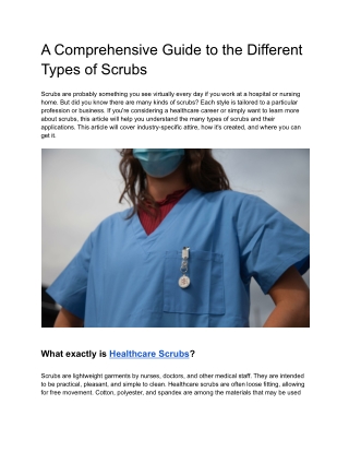 A Comprehensive Guide to the Different Types of Scrubs