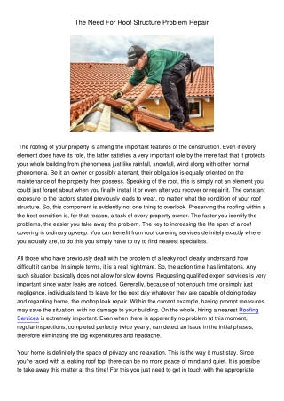 TheNeedForRoofStructureProblemRepair