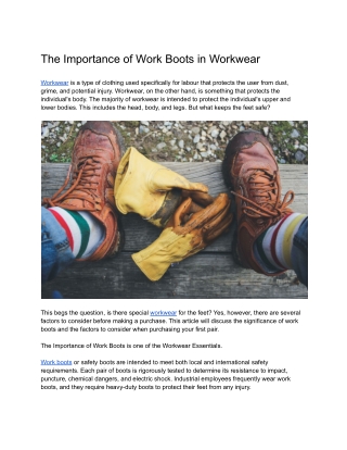 The Importance of Work Boots in Workwear