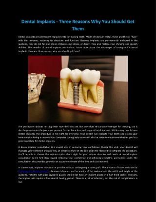 Dental Implants - Three Reasons Why You Should Get Them