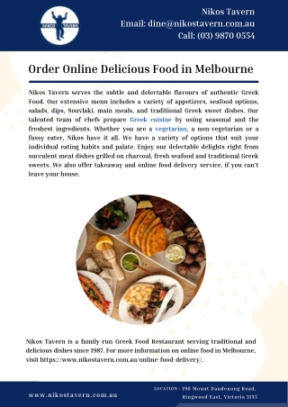 Order Online Delicious Food in Melbourne