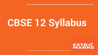 CBSE 12 Syllabus