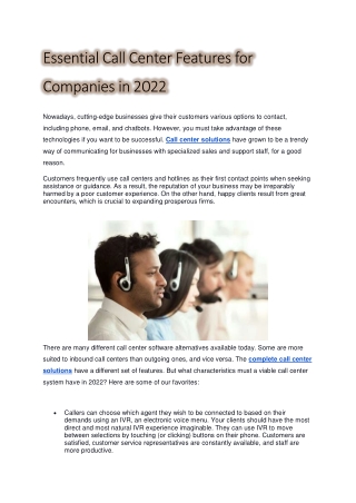 Essential Call Center Features For Companies in 2022