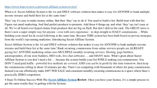 Secret Affiliate System Review