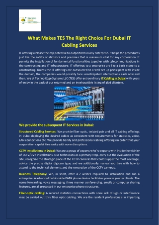 What Makes TES The Right Choice For Dubai IT Cabling Services