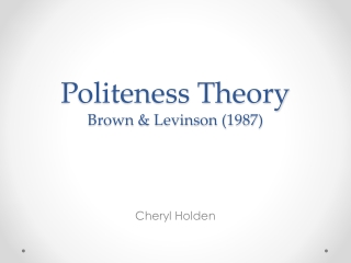 Politeness Theory Brown &amp; Levinson (1987)