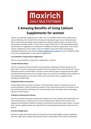 5 Amazing Benefits of Using Calcium Supplements for women