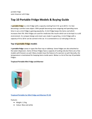 Top 10 Portable Fridge Models & Buying Guide