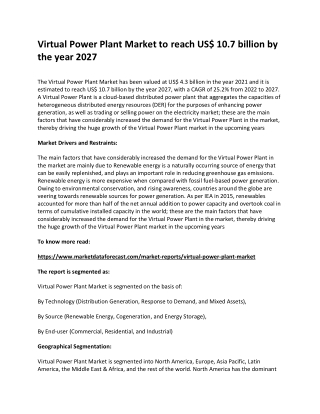 Virtual Power Plant Market