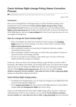 Czech Airlines flight change Policy Name Correction Process
